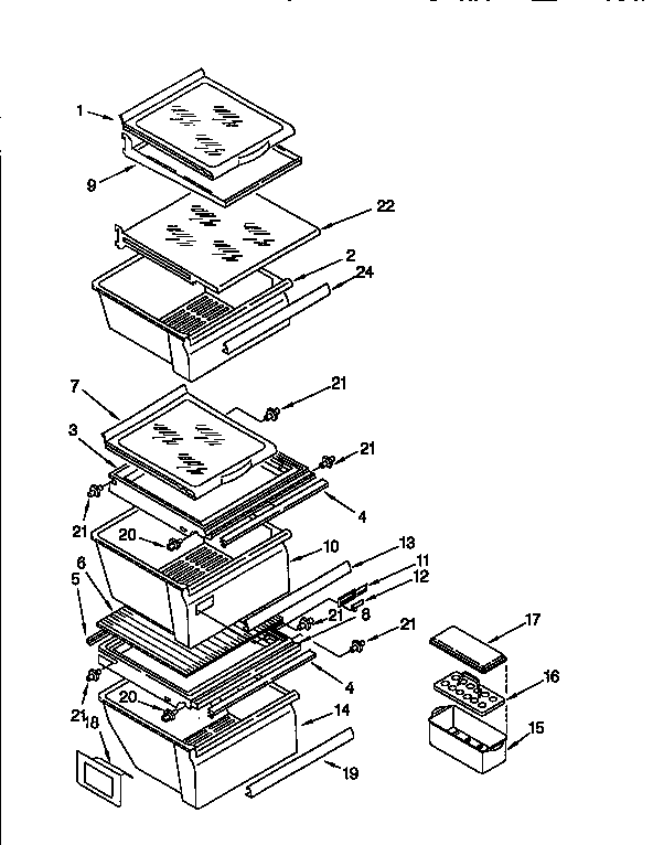 Kenmore 1069552820 refrigerator shelf diagram