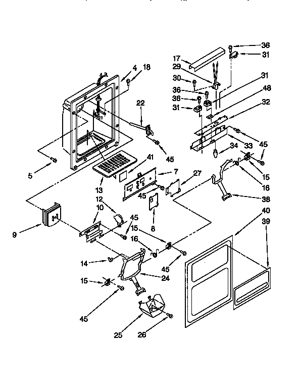 Kenmore 1069552820 dispenser front diagram