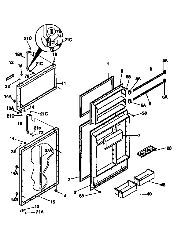 Kenmore 2539658380 door diagram
