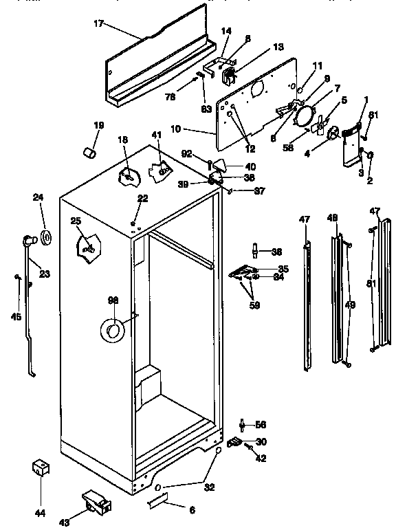 Kenmore 2539658380 cabinet parts diagram