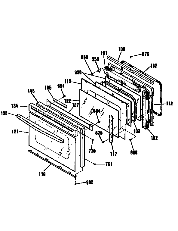 Kenmore 91141055591 door section diagram