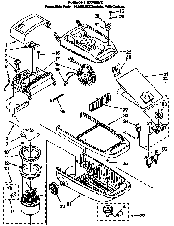 Kenmore 1163268590C vacuum cleaner diagram
