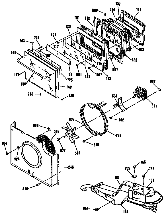 GE JKP16GP4BG door/blower and lock diagram