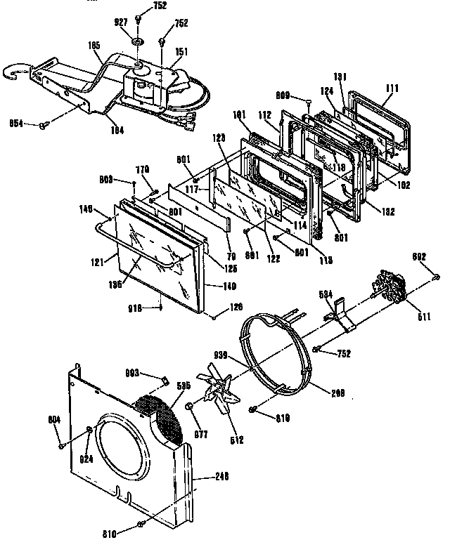 GE JKP17WP3WG door/blower and lock diagram