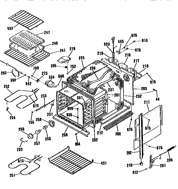 GE JKP17WT1WW main body diagram