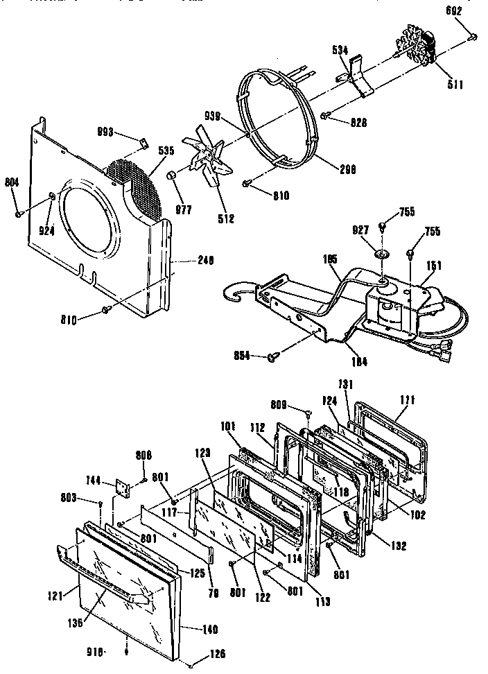 GE JKP17WT1WW door/blower and lock diagram