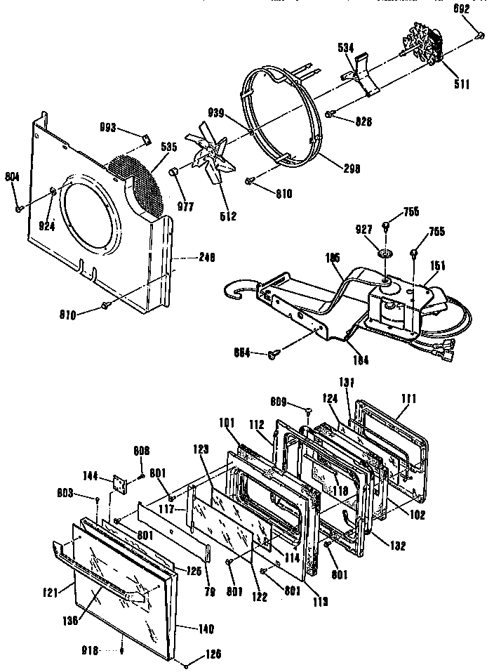 GE JKP16GT1BB door/blower and lock diagram