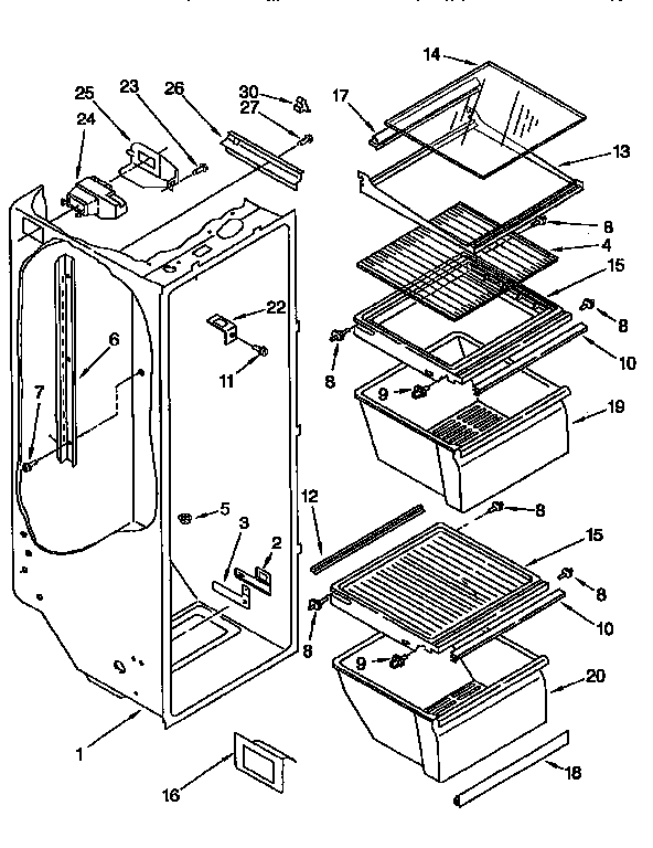 Kenmore 1069450320 refrigerator liner diagram