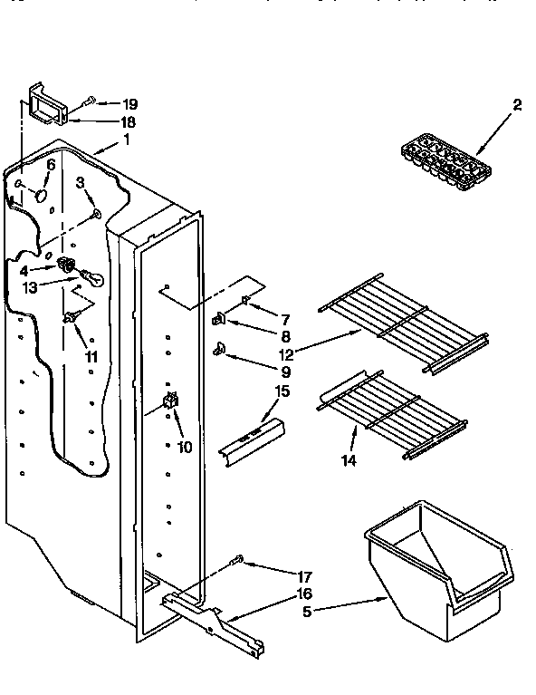 Kenmore 1069450320 freezer liner diagram