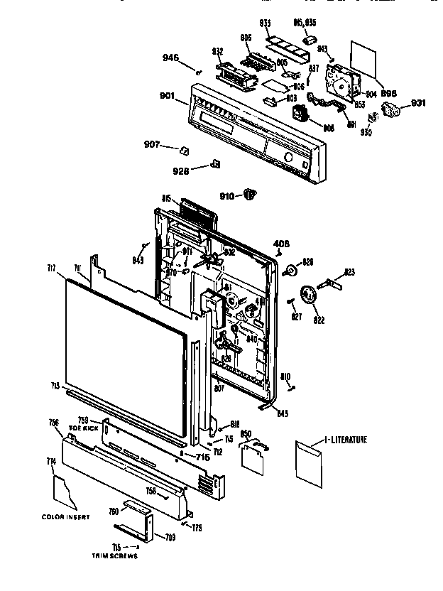 Kenmore 3631414596 controls and door diagram