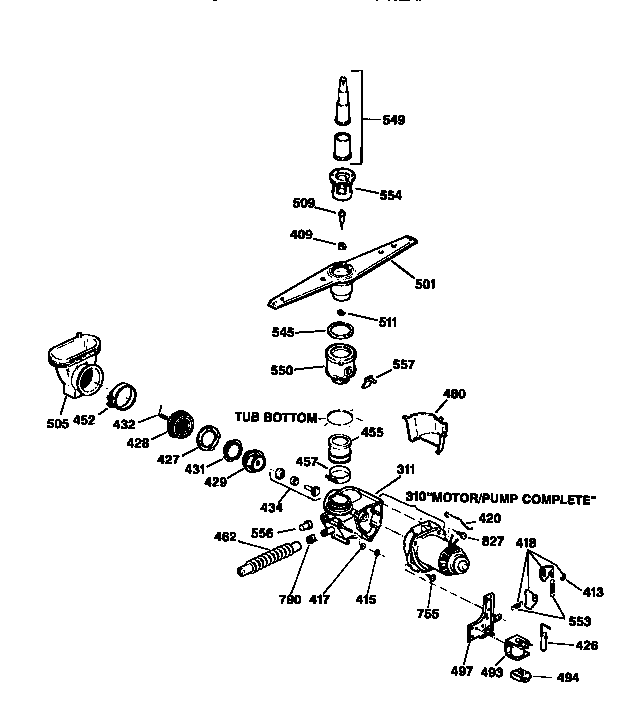Kenmore 3631414596 motor pump mechanism diagram