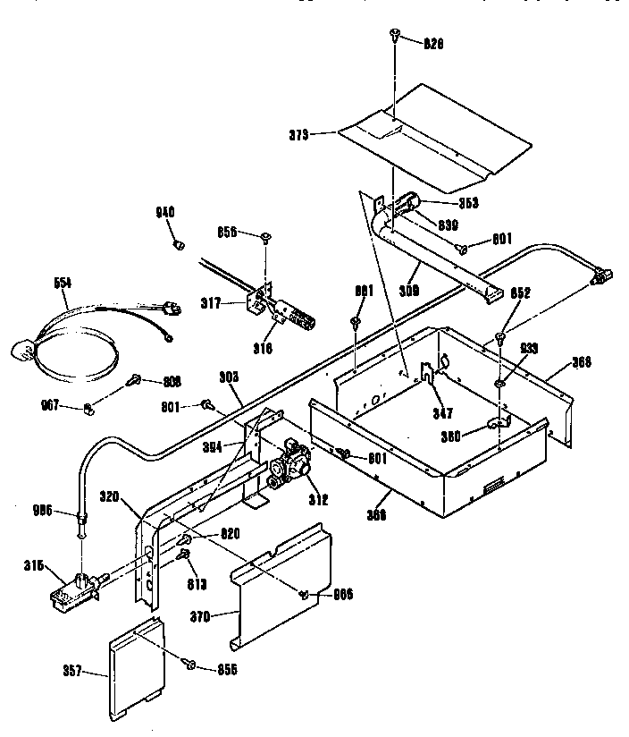 Kenmore 91130158590 burner section diagram
