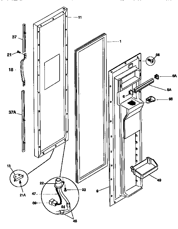 Frigidaire FRS24XHAD2 freezer door diagram