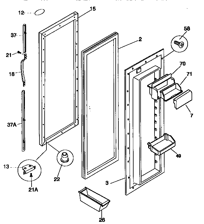 Frigidaire FRS24XHAD2 refrigerator door diagram