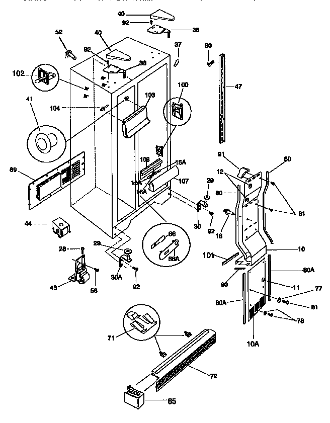 Frigidaire FRS24XHAD2 cabinet diagram