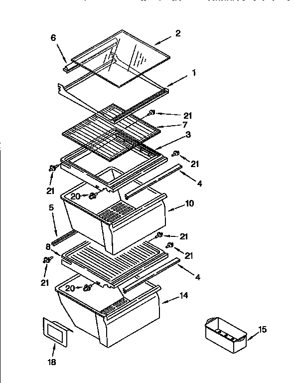 Kenmore 1069552410 refrigerator shelf diagram