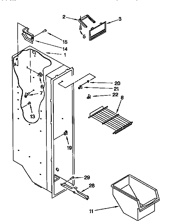 Kenmore 1069552410 freezer liner diagram