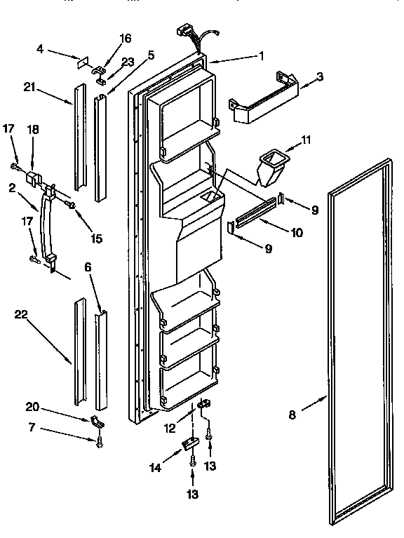 Kenmore 1069552410 freezer door diagram