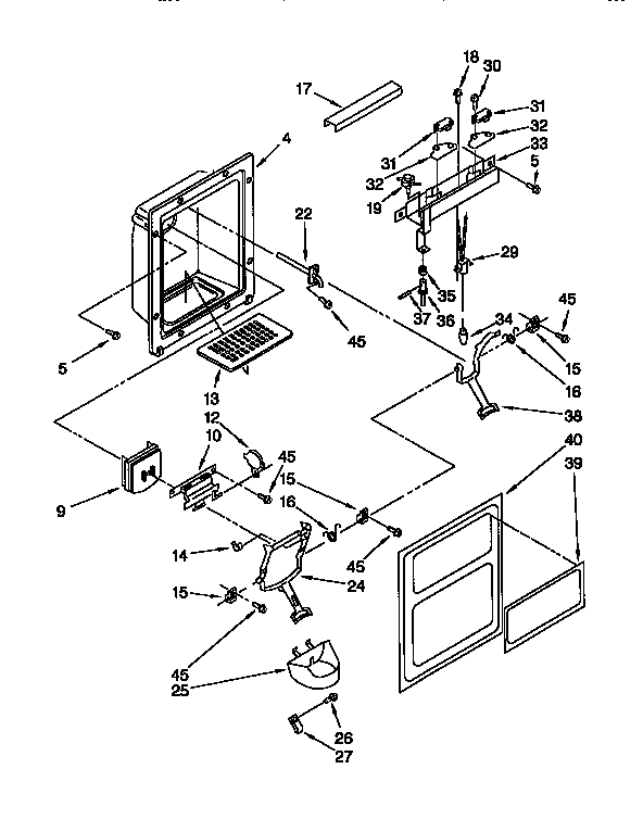 Kenmore 1069552410 dispenser front diagram