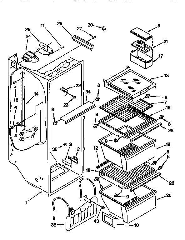 Kenmore 1069555381 refrigerator liner diagram