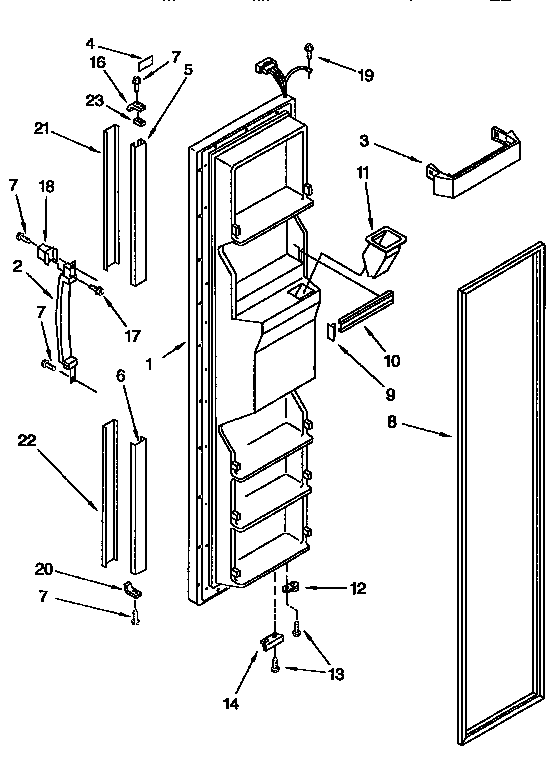 Kenmore 1069555381 freezer door diagram
