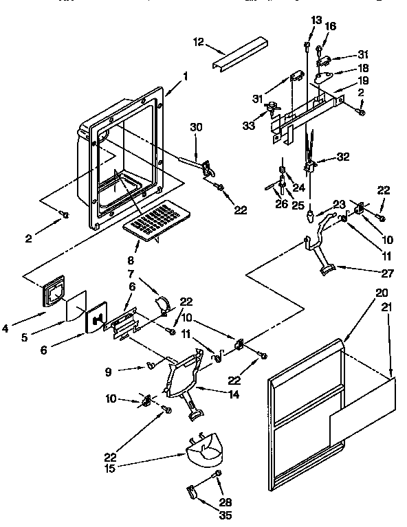 Kenmore 1069555381 dispenser front diagram