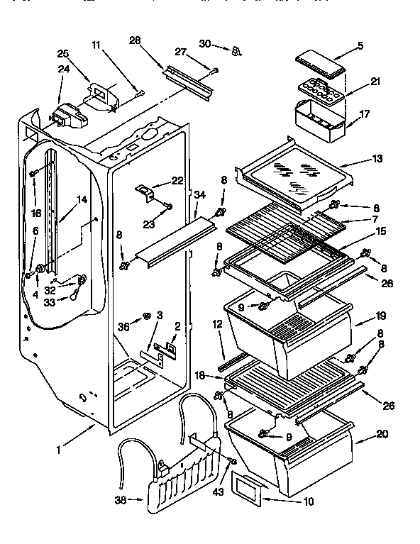 Kenmore 1069555481 refrigerator liner diagram