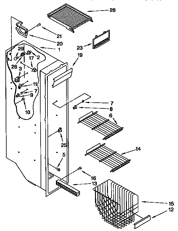 Kenmore 1069555481 freezer liner diagram