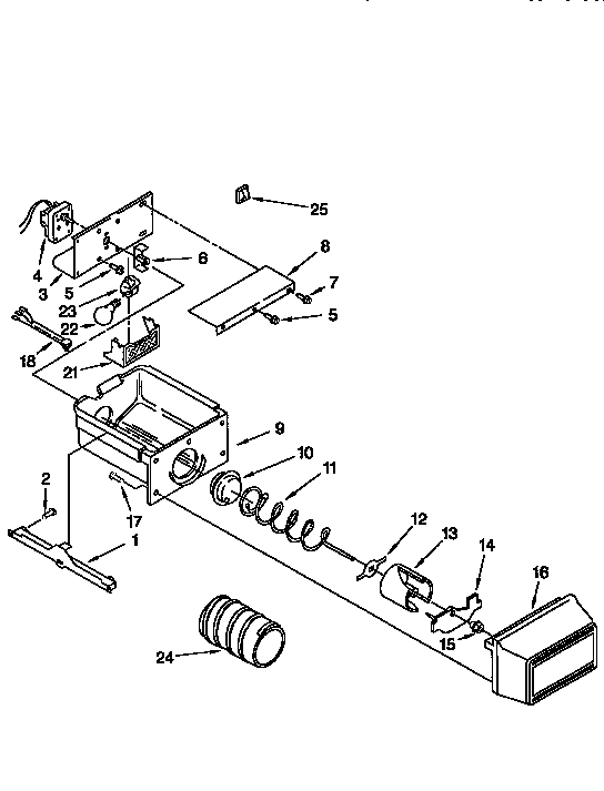 Kenmore 1069555481 motor & ice container diagram