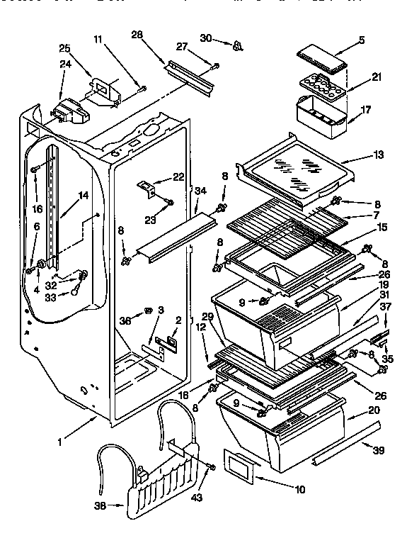 Kenmore 1069555680 refrigerator liner diagram