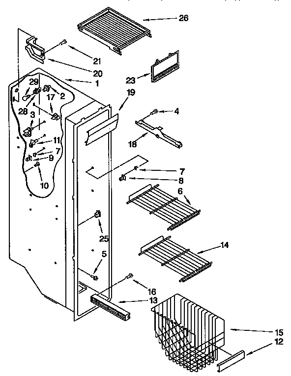 Kenmore 1069555680 freezer liner diagram