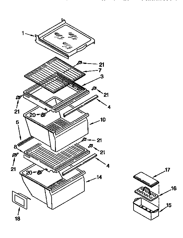 Kenmore 1069552610 refrigerator shelf diagram