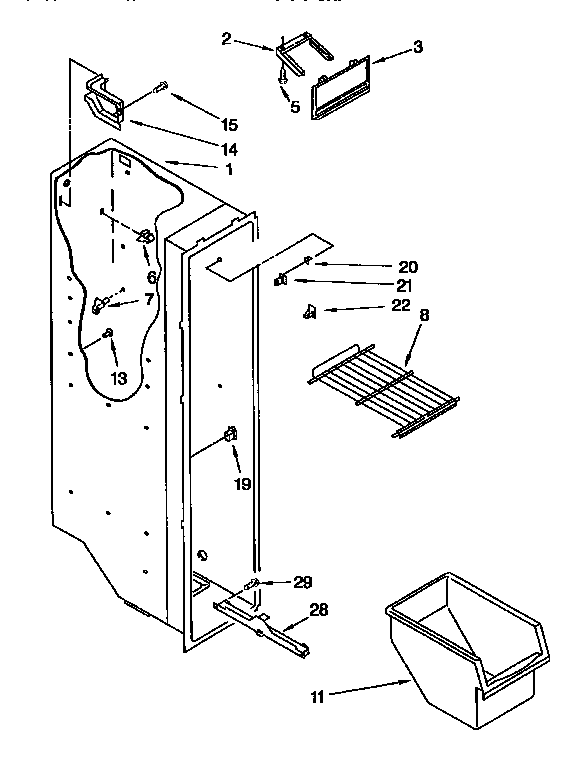 Kenmore 1069552610 freezer liner diagram