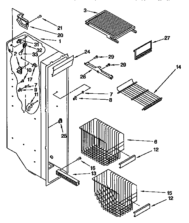 Kenmore 1069557680 freezer liner diagram