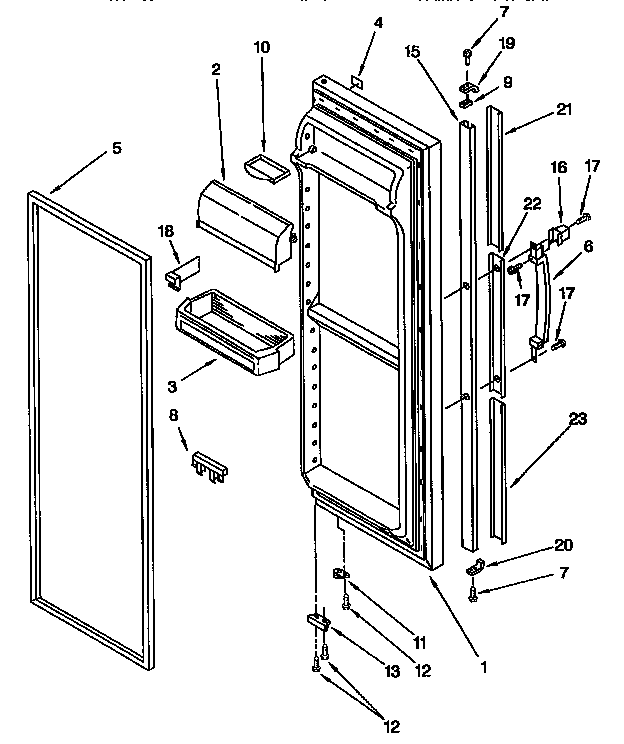 Kenmore 1069557680 refrigerator door diagram