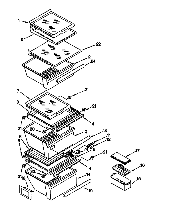 Kenmore 1069557920 refrigerator shelf diagram