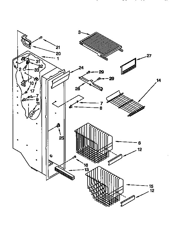 Kenmore 1069557920 freezer liner diagram