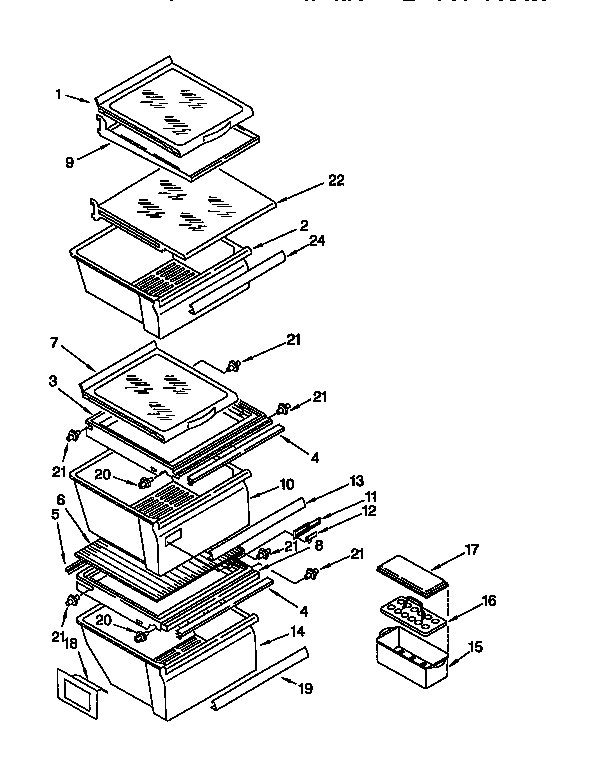 Kenmore 1069552920 refrigerator shelf diagram