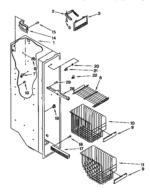 Kenmore 1069552920 freezer liner diagram