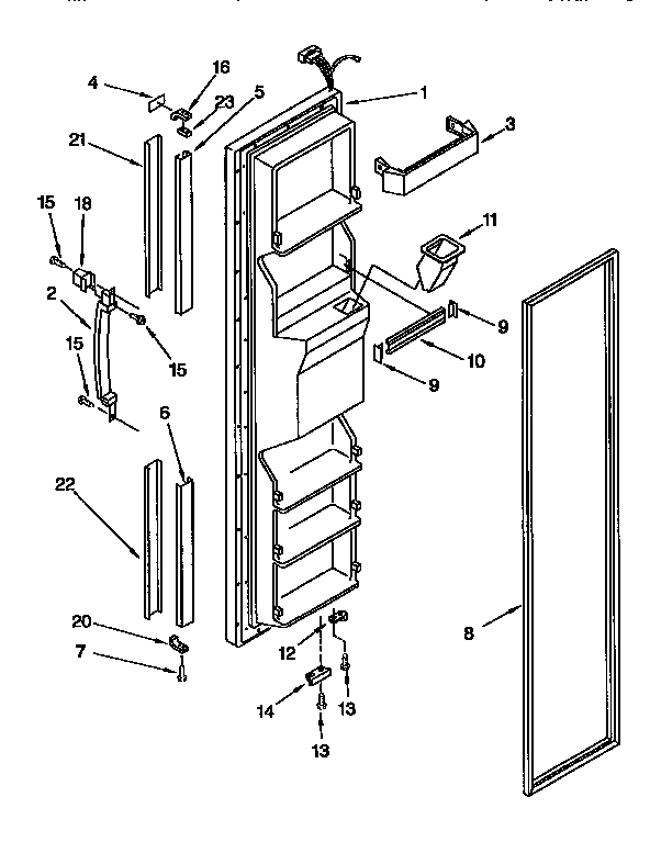 Kenmore 1069552920 freezer door diagram