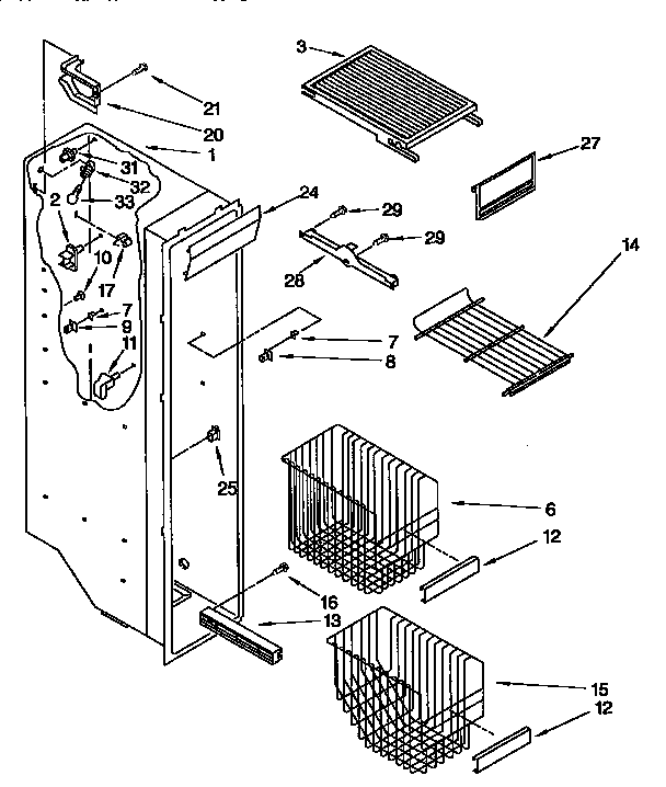 Kenmore 1069555950 freezer liner diagram