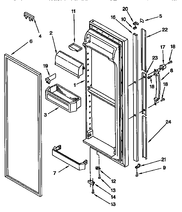 Kenmore 1069555950 refrigerator door diagram