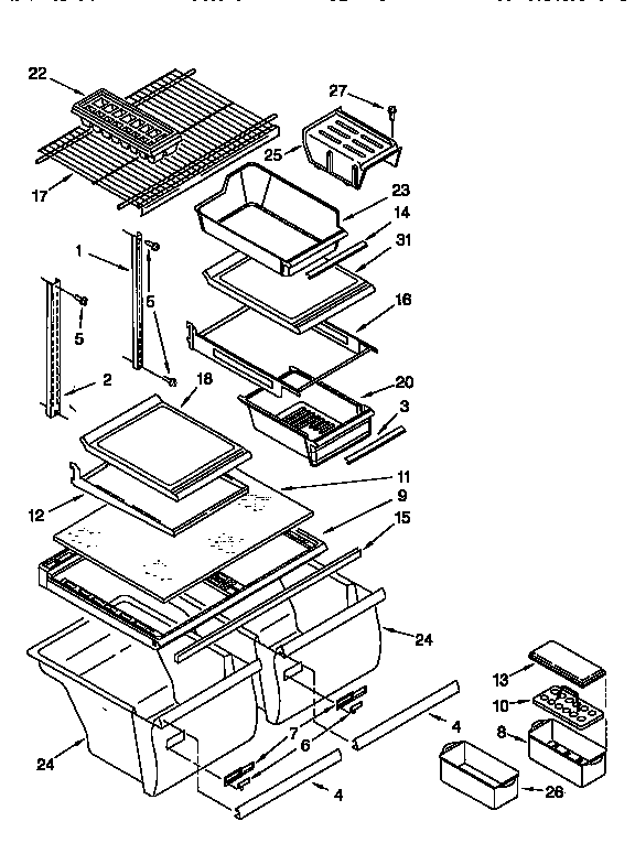 Kenmore 1069751721 shelf diagram