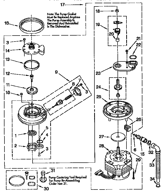 Kenmore 6651694991 pump and motor diagram