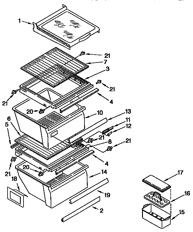 Kenmore 1069550710 refrigerator shelf diagram