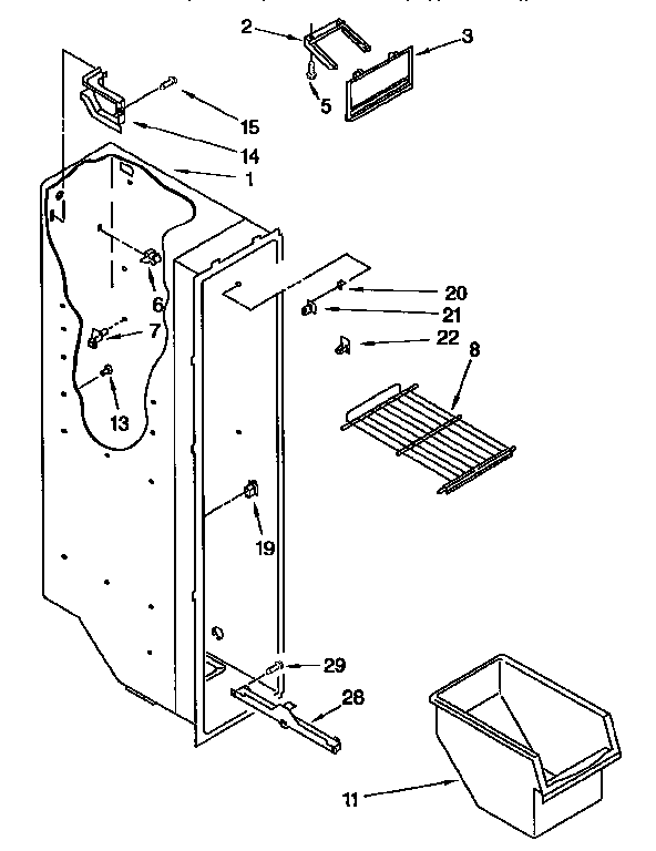 Kenmore 1069550710 freezer liner diagram