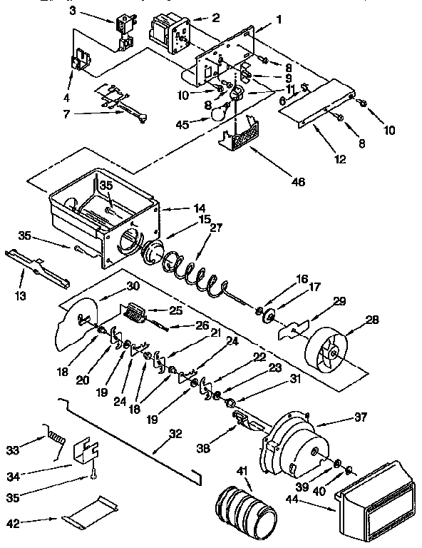 Kenmore 1069550710 motor and ice container diagram