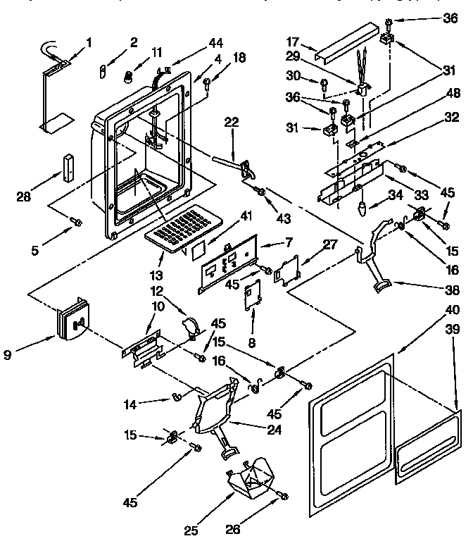 Kenmore 1069550710 dispenser front diagram