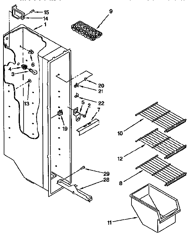 Kenmore 1069452310 freezer liner diagram