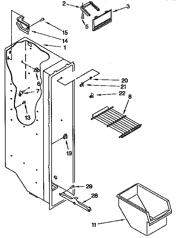 Kenmore 1069550510 freezer liner diagram